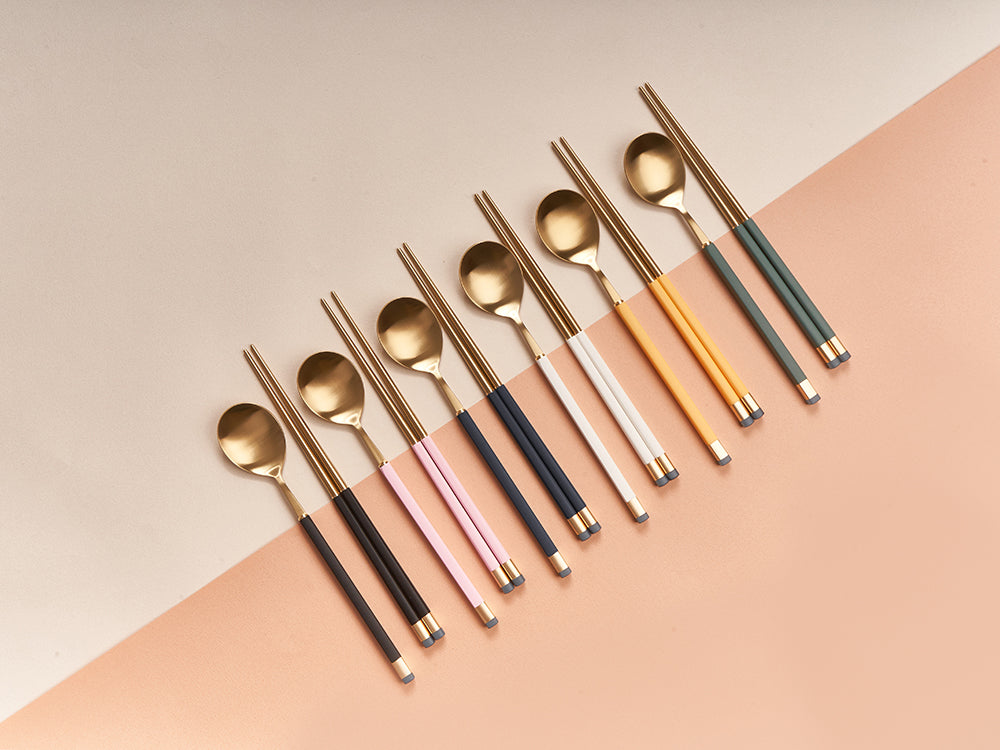 [Bogen] Kara Gold Korean Spoon & Chopstick Set
