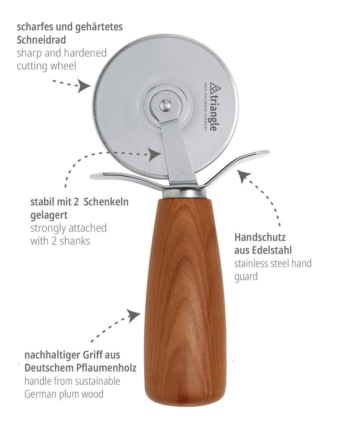 [Triangle] Pizza Cutter Plum wood, Ø 7cm, in Gift Box