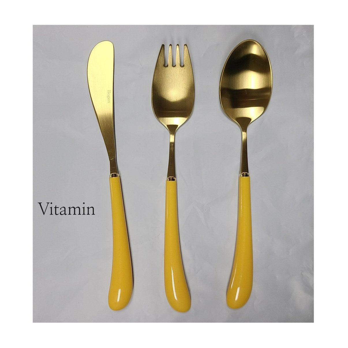 [Bogen] Swan Gold Toddler set, Spoon, Fork & Knife, 3pcs