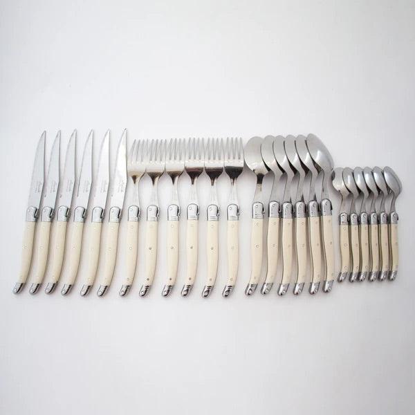 [Laguiole] 24-Piece Flatware in Wooden Box, IVORY Jean Neron