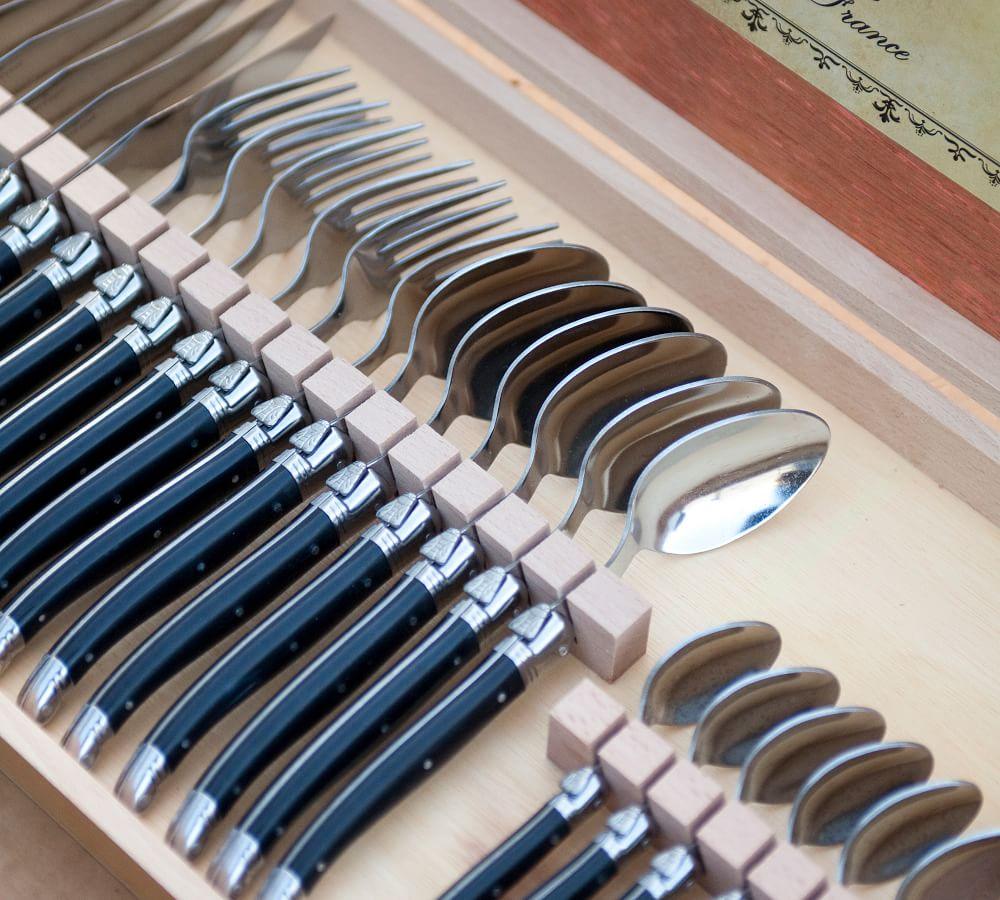 [Laguiole] 24-Piece Flatware in Wooden Box, BLACK Jean Neron